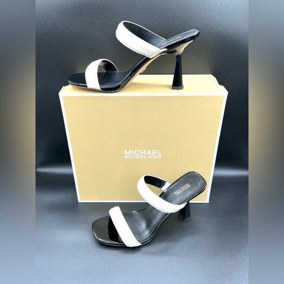 Michael Kors Clara Two-Tone Patent Multi Color Leather Sandal Women Size 7.5 NWB - Picture 2 of 10